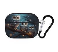 Owl on Tree AirPods Pro Case Cover with Keychain Ring PC Hard Shell Protective Case for AirPods Pro 2nd for Women Men Generation Easy Open Full Drop Protection Cover Black-Style