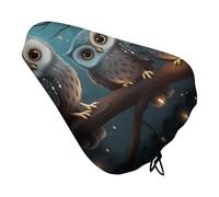 Owl on Tree Bike Seat Cover Waterproof Oxford Fabric, Universal Adjustable Bicycle Saddle Cover with Drawstring Easy Install Protective Rain Dust Covers for Women Men