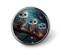 Owl on Tree Round Badge Cute Enamel Lapel Pin Brooches Button Pin Personalized Clothing Decoration Unisex Badge Holder Hats Bags Shirts Decor