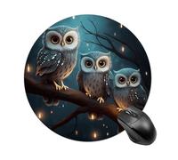 Owl on Tree Round Mouse Pad 7.8 Inch, Portable Gaming Mouse Mat with Non-Slip Rubber Base & Smooth Surface, Waterproof Mousepad for PC, Laptop, Computer, Office, Home