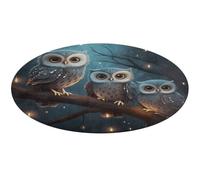 Owl on Tree Round Rug Soft Absorbent Bath Mat Entryway Anti Slip Rugs Farmhouse Front Back Door Mat 80 * 80cm for Bedroom Living Room Home Decorative
