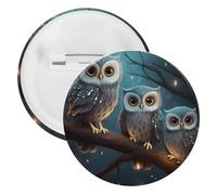 Owl on Tree Tinplate Badge Personalized Round Brooch Large Craft Button Suitable for Teachers, Nurses, Doctors, Staff, Party Gift Accessories, 12pcs, Plastic, plastics