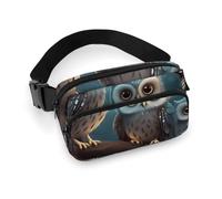 Owl on Tree Waist Bag Fashion Fanny Bag with Adjustable Strap for Outdoor Workout Cycling Unisex, white, 20x13cm, Waist Bag