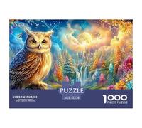 Owl Overlooks A Magical Waterfall City 1000-Piece Jigsaw Puzzle Owl Challenging & Educational for All Ages 52x38cm/1000pcs