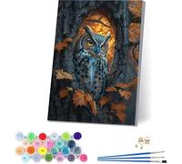Owl Paint by Numbers for Adults, Leaves Paint by Numbers Kits on Cavans, Easy DIY Oil Painting Kits on Canvas with Acrylic and Brushes, Hobbies for Adults Women, Home Wall Decor Gifts 40x52 in S-7226