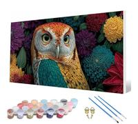 Owl Paint by Numbers for Adults, Paint by Numbers Flowers Pattern Design Painting Kits, Acrylic Painting Kit with Brushes Adult Crafts for Room Decor, Wall Art, Gifts for Women 70 x 140 cm -hcw25077I