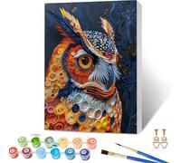 Owl Paint by Numbers for Adults with Frame, Abstract Paint by Numbers Kits, Easy Painting Kits for Adults & Beginners with Brushes and Acrylic, for Home Wall Decor, Gifts for Women, 20x28in 5-9032