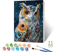Owl Paint by Numbers for Adults with Frame, Abstract Paint by Numbers Kits, Easy Painting Kits for Adults & Beginners with Brushes and Acrylic, for Home Wall Decor, Gifts for Women, 12x16in 5-4907