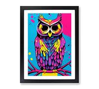 Owl Paint Splash No.6 Abstract Framed Print for Living Room Bedroom Home Office Décor, Wall Art Picture Ready to Hang, Black A2 Frame (62 x 45 cm)