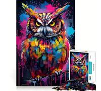 Owl Painting Bird Jigsaw 1000 Pieces for Adults Cognitive Toy Bonding Time Pattern Assembly Santa Wish Item (50x75cm)