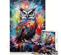 Owl Painting Bird Poster Hard Jigsaw Puzzle for Adults 1000 Pieces Solid Logic Toy Simple Fun Precision Cut (50x75cm)