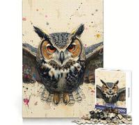 Owl Pastel Portrait 1000 Piece Jigsaw Puzzles for Adults Jigsaw Smart Game Together Fun Image Assembly Seasonal Gift (38x52cm)