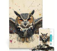 Owl Pastel Portrait 1000 Piece Jigsaw Puzzles for Teenagers Jigsaw Smart Game Warm Time Image Assembly Lovely Gift (50x75cm)