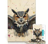 Owl Pastel Portrait Jigsaw Puzzle 1000 Piece for Teenagers Mind Skill Toy Peaceful Fun Design Assembly Unique Gift (38x26cm)