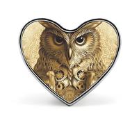 Owl Pattern Badges Heart with Button Design, Personalized Picture Pin Brooches, Heart Badge Holders for Decorate Hat Shirt Clothing Bag Accessories
