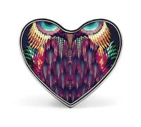 Owl Pattern Badges Heart with Button Design, Personalized Picture Pin Brooches, Heart Badge Holders for Decorate Hat Shirt Clothing Bag Accessories