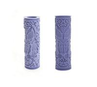 Owl Pattern Ceramic Roller Stamp, Clay Blue Grey Embossing Tool, Pottery and Handicrafts, Decorative Pattern Maker with Intricate Design
