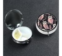 Owl Pattern Pill Case Portable Metal Pill Box 3 Compartment Pill Organizer Cute Travel Pill Container Vitamin Organizer for Purse Pocket Travel Gift
