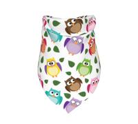 Owl Pattern With Leaves Closed Crossed Eyes Funny Humor Comic Artistic,Bib Scarf Triangle Hood Adjustable Pet Scarf Washable Hood Suitable for Small, Medium and Large Dogs and Cats