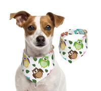 Owl Pattern With Leaves Closed Crossed Eyes Funny Humor Comic Artistic,Pet Bib Scarf Cats Dog Bandana Dogs Towel Bib Adjustable Pet Scarf,M