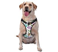 Owl Pattern With Leaves Closed Crossed Eyes Funny Humor Comic Artistic,Pet Harness,Adjustable Reflective Dog Harness,Pet Leash Vest,S