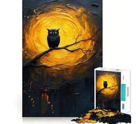 Owl Perched on Branch, Full Moon Jigsaw 1000 Pieces for Adults Cognitive Toy Bonding Time Pattern Assembly Santa Wish Item (38x26cm)