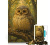 Owl Perched on Branch Painting Hard Jigsaw Puzzle for Adults 1000 Pieces Smart Game Home Enjoy Image Assembly Festive Gift (38x26cm)
