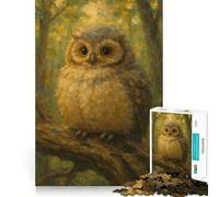 Owl Perched on Branch Painting Jigsaw Puzzle for Adults 1000 Pieces Boost Recall Leisure Fun Accurate Edge Lovely Present (50x75cm)