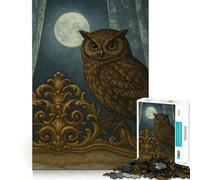 Owl Perched on Ornate Bed Headboard Jigsaw Puzzles for Adults1000 Piece Strengthen Memory Home Activity Clean Edge Festive Gift (38x52cm)