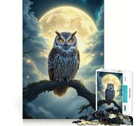 Owl Perched Under Moonlight 1000 Pieces Jigsaw Puzzles for Adults Brain Challenge Toy Indoor Play Precise Cut Fine Art Piece (50x75cm)