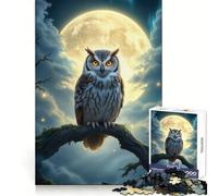 Owl Perched Under Moonlight 1000 Pieces Jigsaw Puzzles for Adults Brain Challenge Toy Indoor Play Precise Cut Fine Art Piece (50x75cm)
