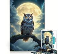 Owl Perched Under Moonlight 1000 Pieces Jigsaws Adults Puzzles Gifts Think Game Leisure Fun Quality Edge Lovely Present (38x52cm)