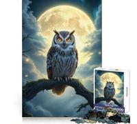 Owl Perched Under Moonlight for Adults 1000 Piece Puzzle Mind Challenge Toy Calm Escape Quality Cut Art Collection Piece (38x26cm)