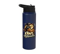 Owl Photographer Camera Photography Bird Lover Art Stainless Steel Insulated Water Bottle