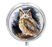 Owl Pill Box Cute Round Pill Box 3 Compartment Decorative Pocket Purse Portable Mini Travel Medicine Tablet Vitamin Fish Oil Holder Organizer Pill Case