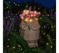 Owl Planter with Solar Light - Beige Round Eyes