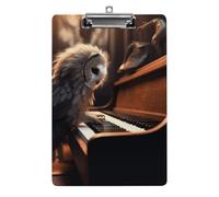 Owl Plays Piano Clipboard, A4 Acrylic Clipboards with Hanging Hook, Ultra Lightweight & Shatterproof Writing Board for Office, Nurses, 8.5" X 12.5"