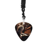 Owl Plays Piano Guitar Pick Necklaces Titanium Steel Non-Fading Metal Guitar Pendant Personalized Cool Guitar Pick Necklace Hip Hop Punk Music Necklace for Music Lover & Gifts