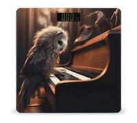 Owl Plays Piano Scale for Body Weight, Digital Bathroom Weight Scale, High Precision Body Scale with Tempered Glass Platform, Large LCD Display, Non-Slip Accurate Weight Scale for Home Use