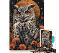 Owl Portrait Flowers 1000 Piece Jigsaw Puzzles for Teenagers Jigsaw Smart Game Warm Time Image Assembly Lovely Gift (38x52cm)
