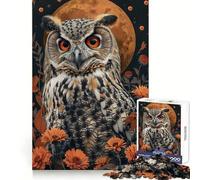 Owl Portrait Flowers Jigsaw Puzzles for Adults1000 Piece Strengthen Memory Home Activity Clean Edge Festive Gift (38x26cm)