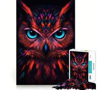 Owl Portrait in Neon Colors for Adults 1000 Piece Puzzle Mind Challenge Toy Calm Escape Quality Cut Art Collection Piece (38x26cm)