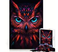 Owl Portrait in Neon Colors for Adults 1000 Piece Puzzle Mind Challenge Toy Calm Escape Quality Cut Art Collection Piece (38x26cm)