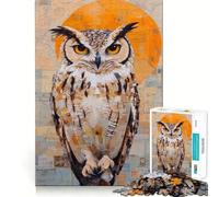 Owl Portrait with Map Background 1000 Piece Jigsaw Puzzles for Adults Jigsaw Enhance Memory Gentle Leisure Firm Cut (38x26cm)