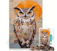 Owl Portrait with Map Background Adults 1000 Piece Jigsaw Puzzle Brain Challenge Toy Stress Relief Clear Cut Wall Art Decor (50x75cm)