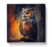 Owl Post-Impressionism Canvas Print for Living Room Bedroom Home Office Décor, Wall Art Picture Ready to Hang, 20x20 Inch (50x50 cm)