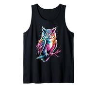Owl Poster Style Colorful Paint Splatter Art Graphic Splash Tank Top