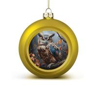 Owl Print Christmas Ball Ornaments - Shatterproof Plastic Vintage Rustic Xmas Tree Decorations Pendant for Family Holiday Wedding Party Xmas Hanging Decoration