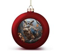 Owl Print Christmas Ball Ornaments - Shatterproof Plastic Vintage Rustic Xmas Tree Decorations Pendant for Family Holiday Wedding Party Xmas Hanging Decoration