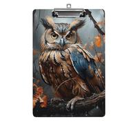 Owl Print Clipboard 8.5×12.5 Inch Acrylic Clip Board with Metal Clip A4 Letter Size Decorative Clipboard Cute Hanging Clipboards for Office, Teacher, Nurse, Doctor,